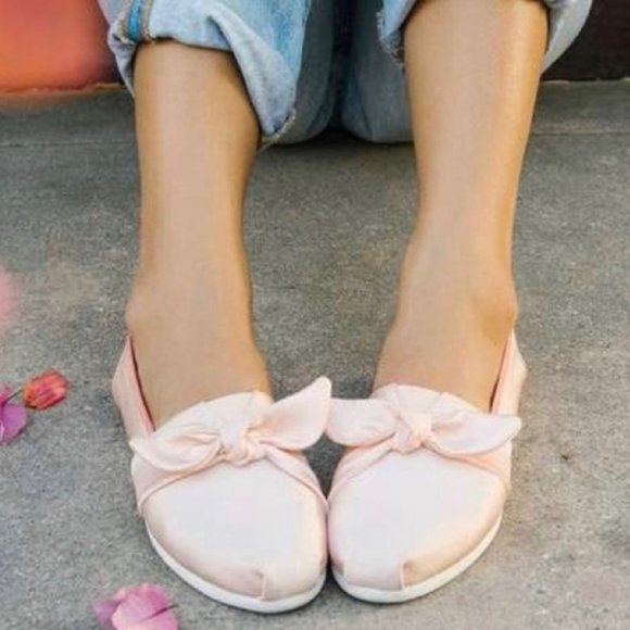 Toms Shoes - Toms Women Pink Blush Grosgrain Bows Limited Edition Sz 11 Flats Wedding NWT